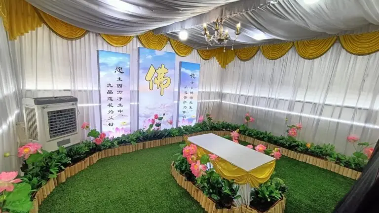 佛教丧礼祈祷背景与仪式区域布置